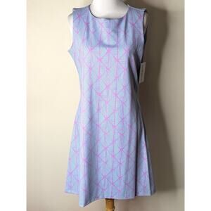 Maui Gold Blue and Pink Geometric Print Ryder Shift Dress
